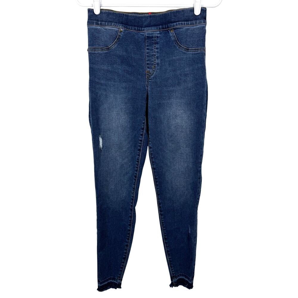 Women's Spanx Distressed Denim Ankle Skinny Raw Hem Stretch Pull On Legging sz M